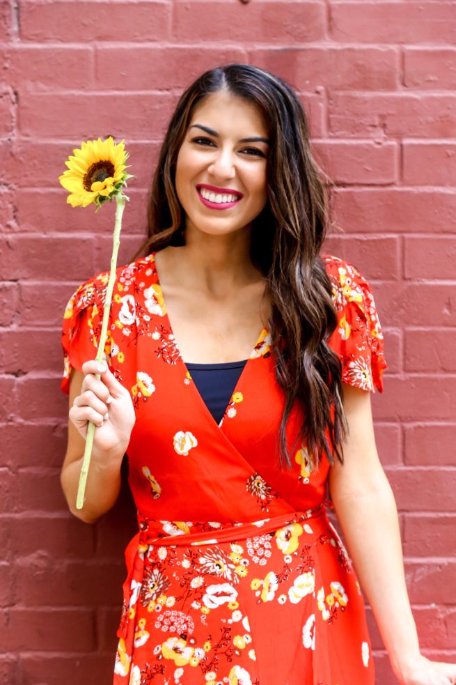 Red Floral Maxo Wrap Dress for Spring and Summer