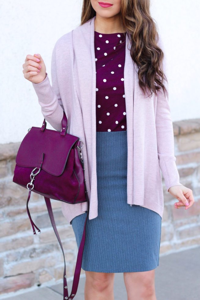 Cardigan and Polka Dot Top for Work Wear