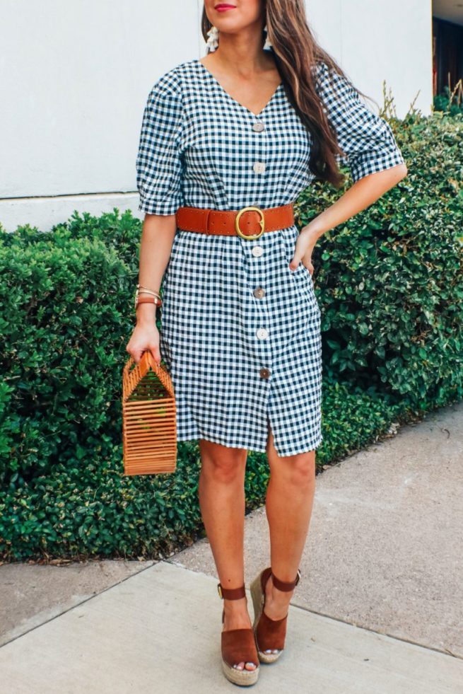 Short Sleeve Gingham Dress for Summer 