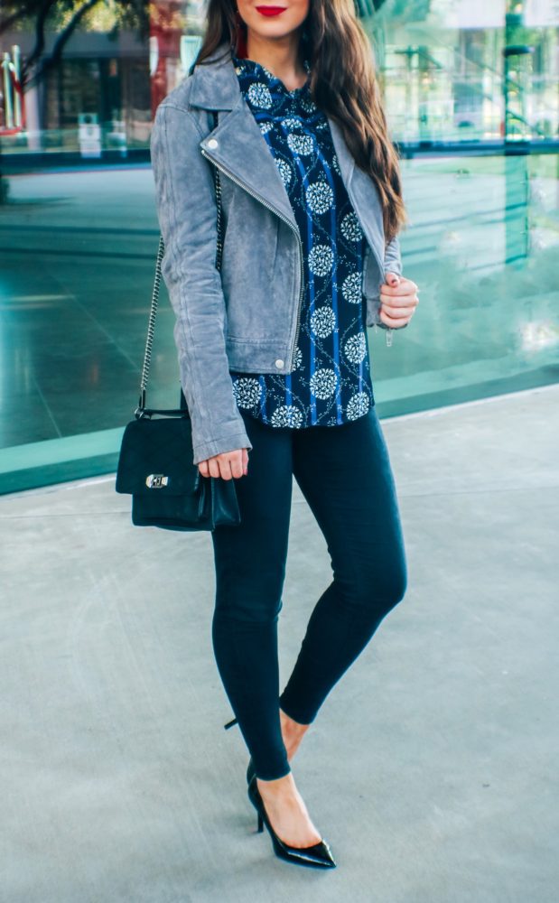 Grey Suede Jacket for Fall Styled for Work 