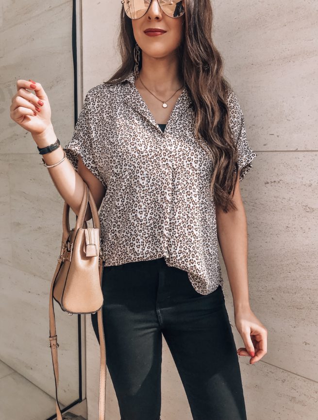 Cute Leopard Print Blouse for Casual or Work 