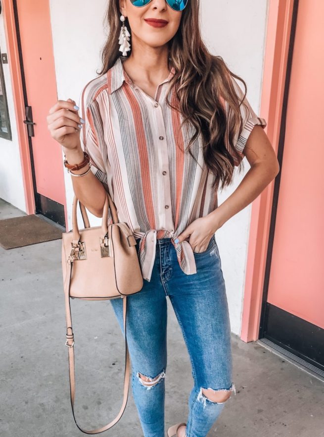 Cute Spring Stripe Button Up Shirt 