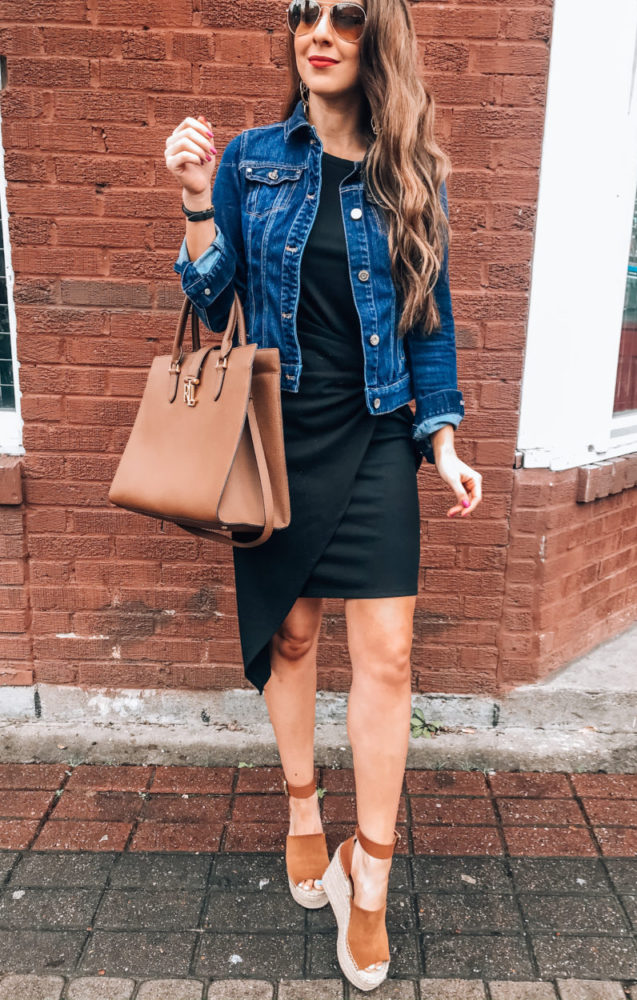 Denim Jacket with Classic Little Black Dress 