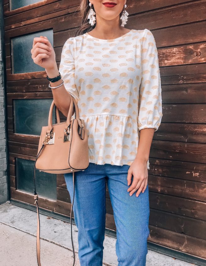 Cute Yellow Polka Dot Top for the Office 