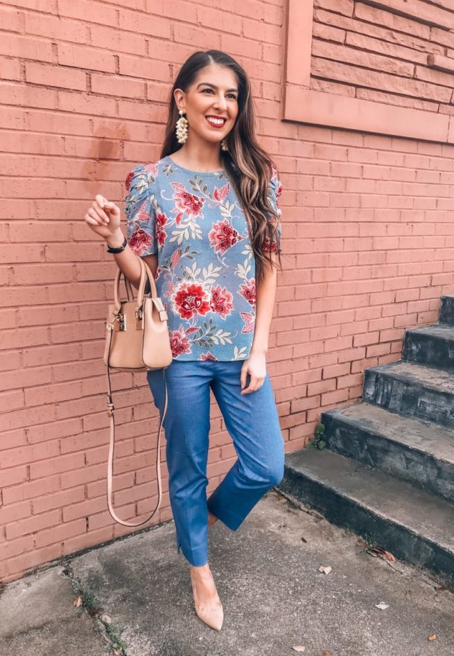 Beautiful Floral Top for Spring Work Wear Style 