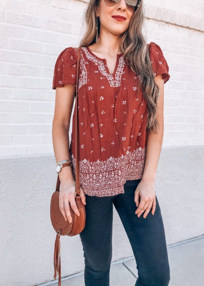 Rust Bohemian Style Top 