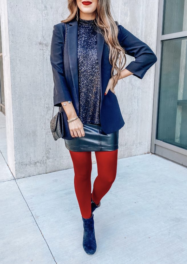 Black Blazer and Sequin Halter Top for the Holidays 