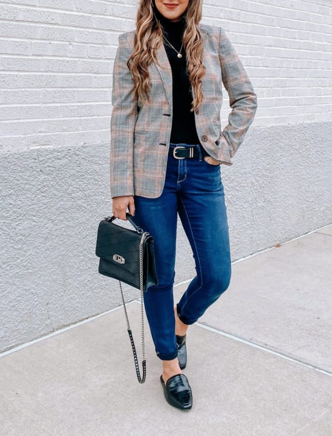 Plaid Blazer and Business Casual Work Wear Outfit 