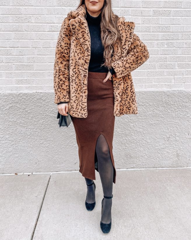 Faux Fur Leopard Coat