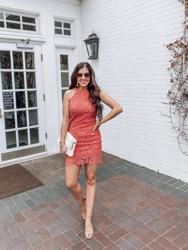 Bodycon Coral Lace Dress