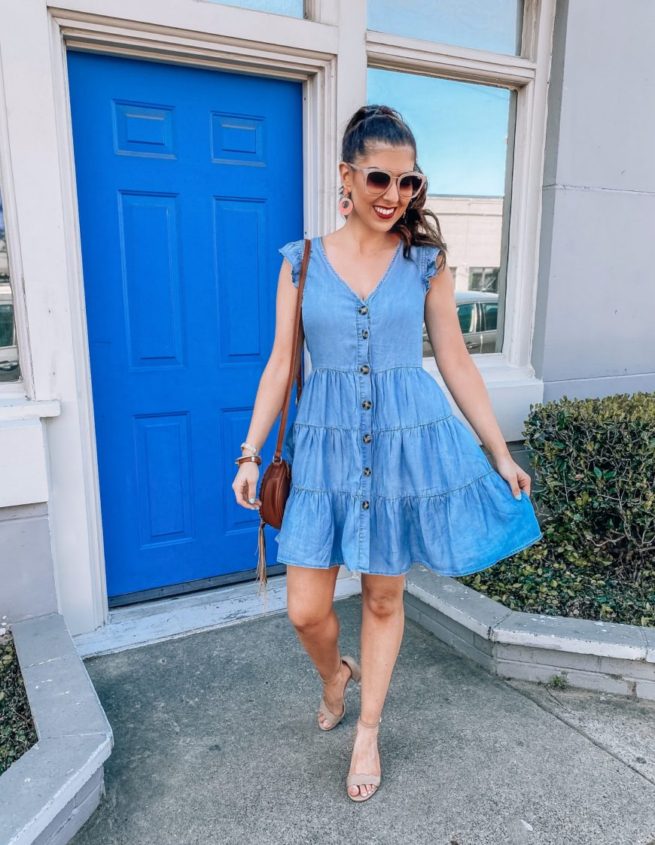 Chambray Blue Dress for Spring and Summer