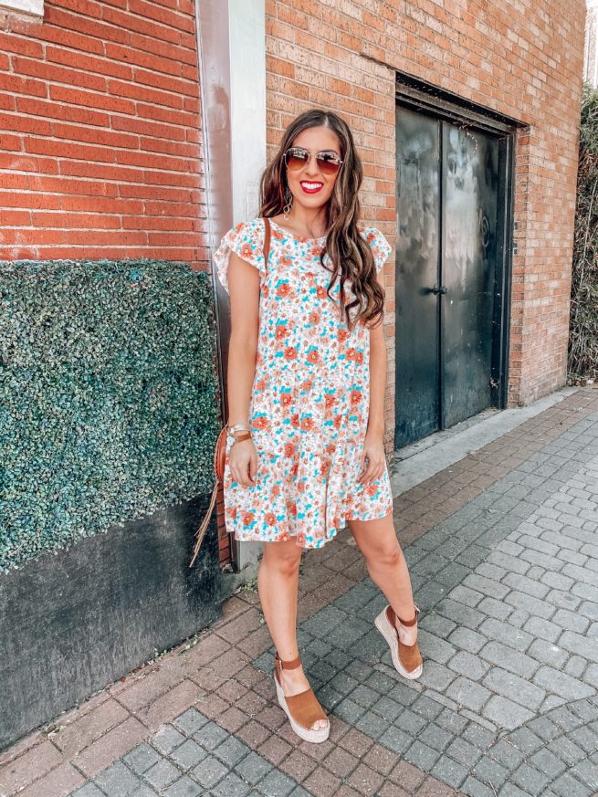 Floral Midi Dress with Ruffles