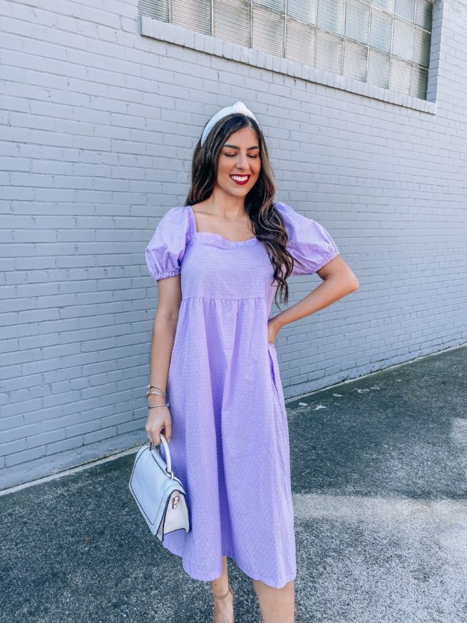 Lilac Puff Sleeve Dress for Spring