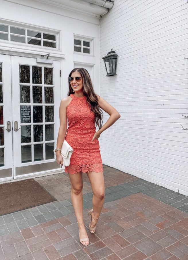 Sleeveless Coral Lace Dress